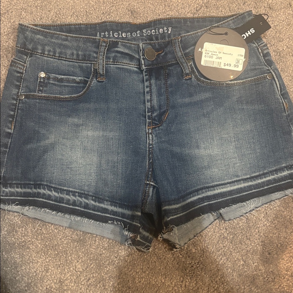 Size 24 articles of society blue jean shorts NEW with tags $50 women’s